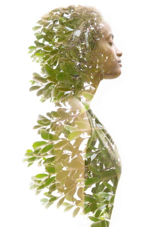 Artistic portrait created by combining two photographs