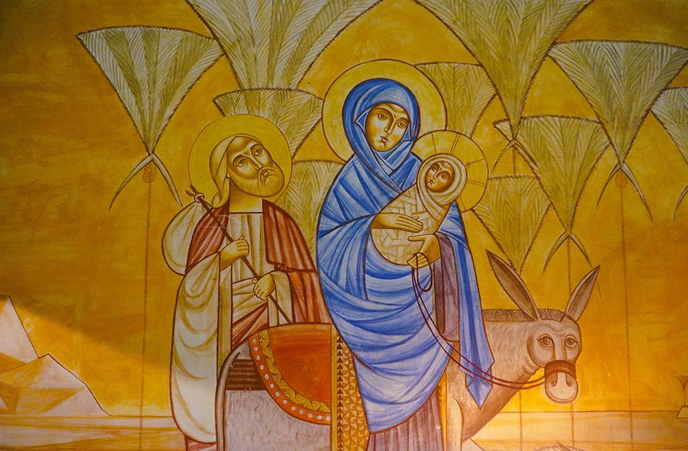 Koptisches Gemälde von der heiligen Familie in Ägypten
